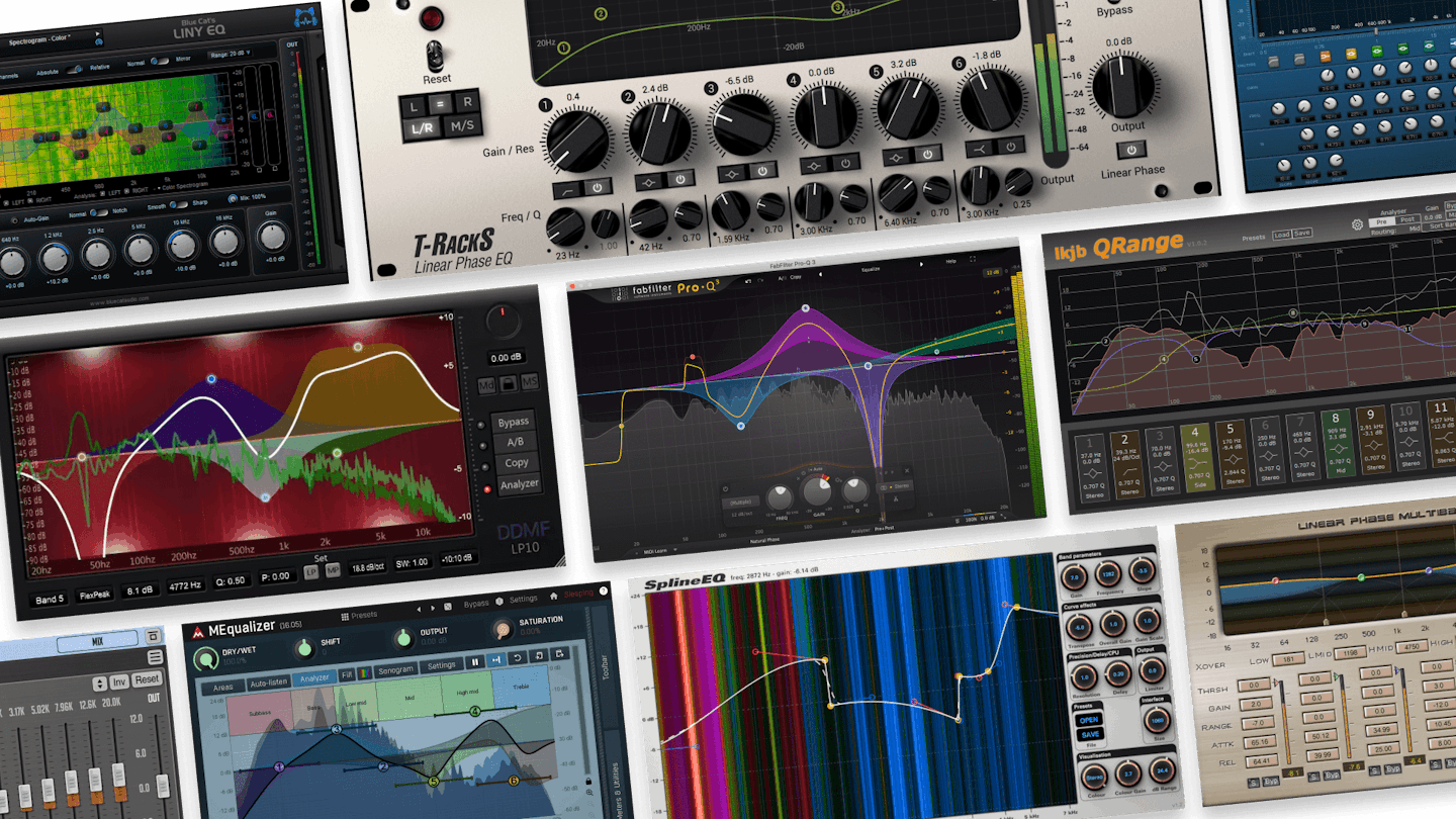 a display of several linear phase eq plugins