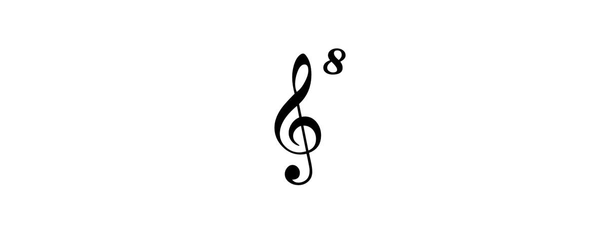 g-clef ottava alta symbole