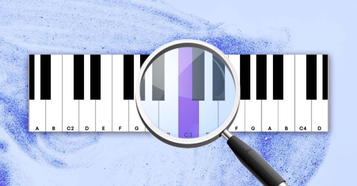 piano keyboard with the diatonic scale