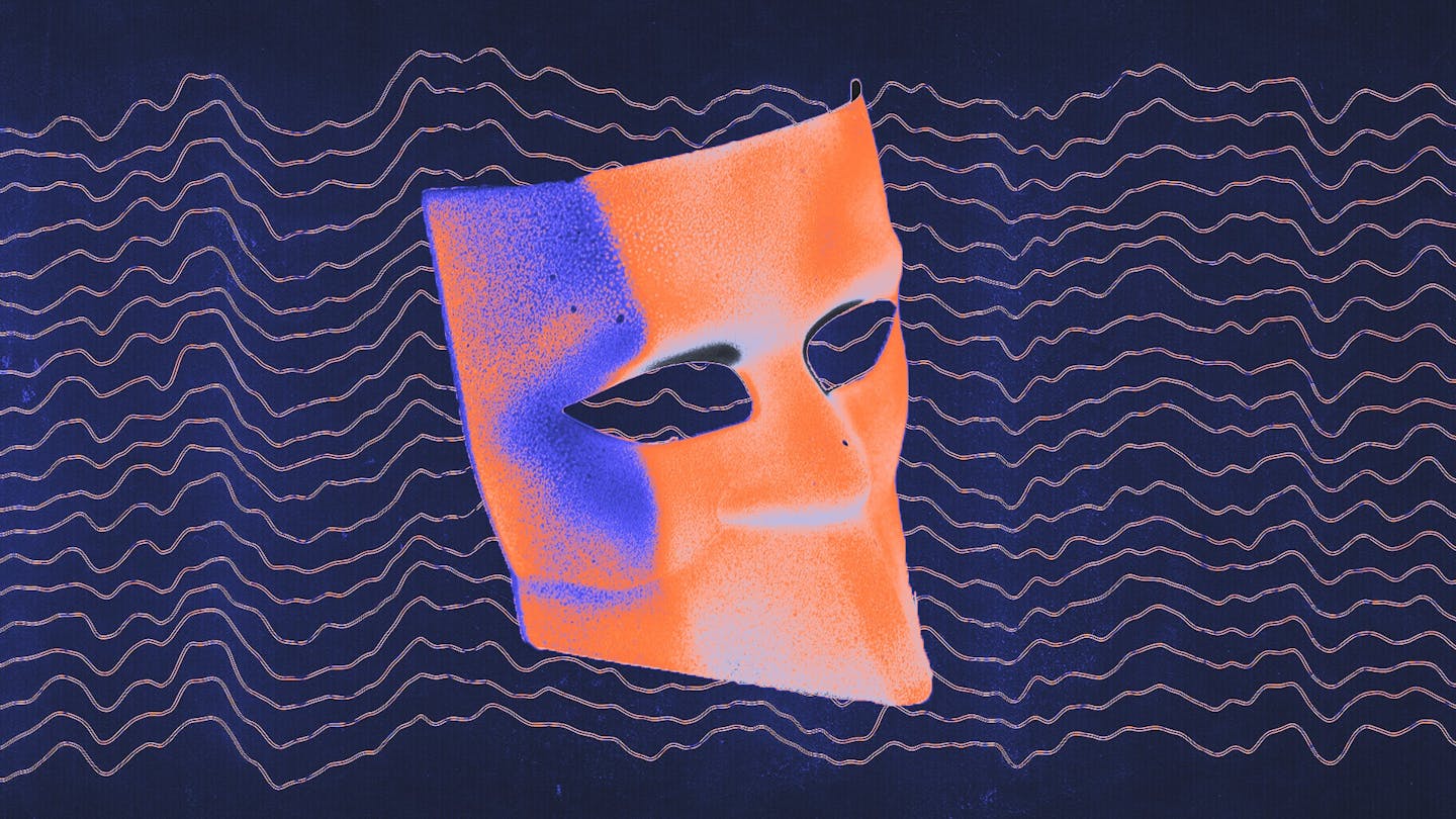 a mask in front of sound frequencies